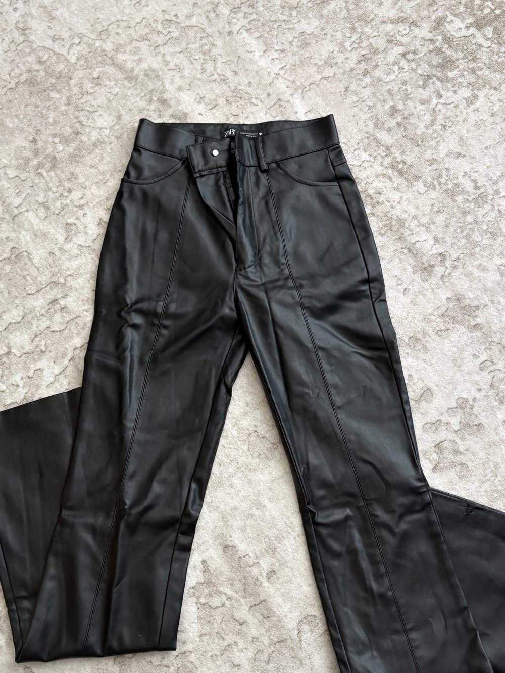 Zara Black Faux Leather Boot Cut Pants